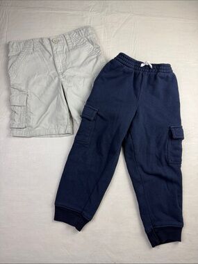 healthtex Navy Cargo Jogger Shorts & Khaki Cargo Short Set Size 4T